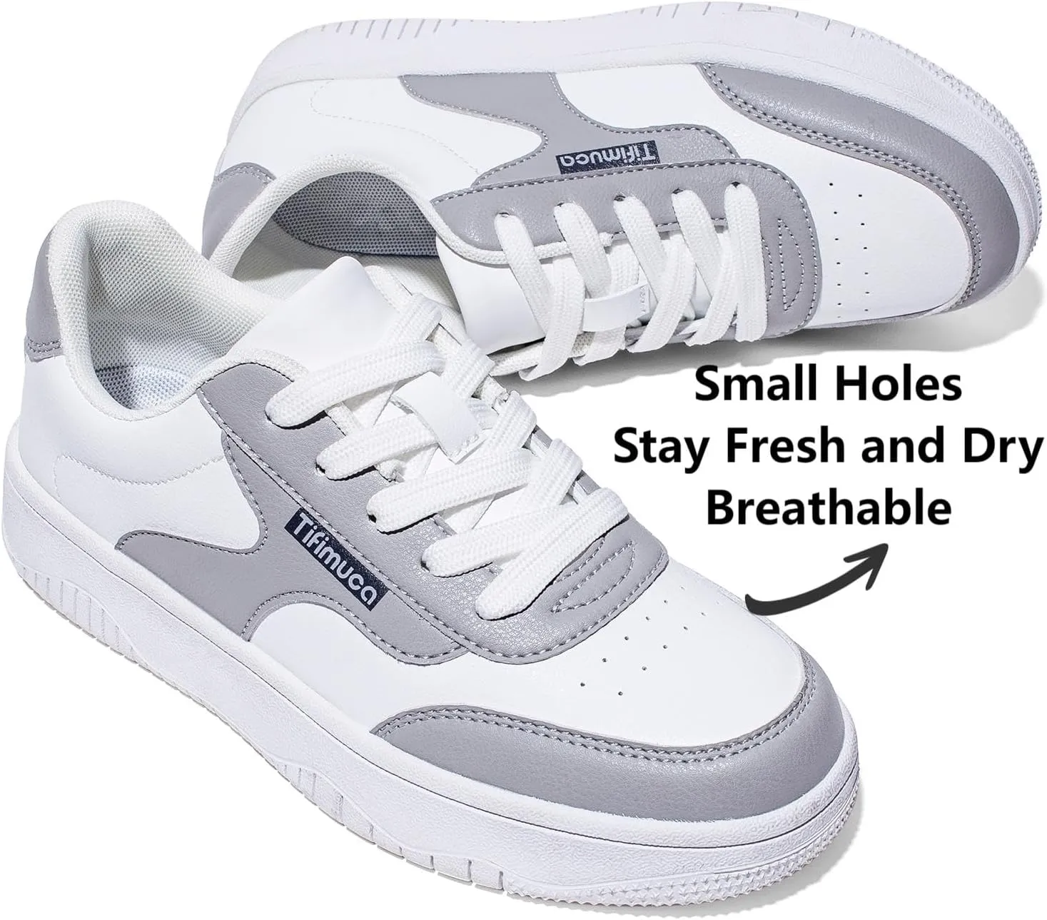 Women's Vegan Leather Low Top Lace Up Non Slip Walking Running Sneakers Skateboard Tennis Shoes Comfortable Casual Athletic Versatile Fashion Sneakers