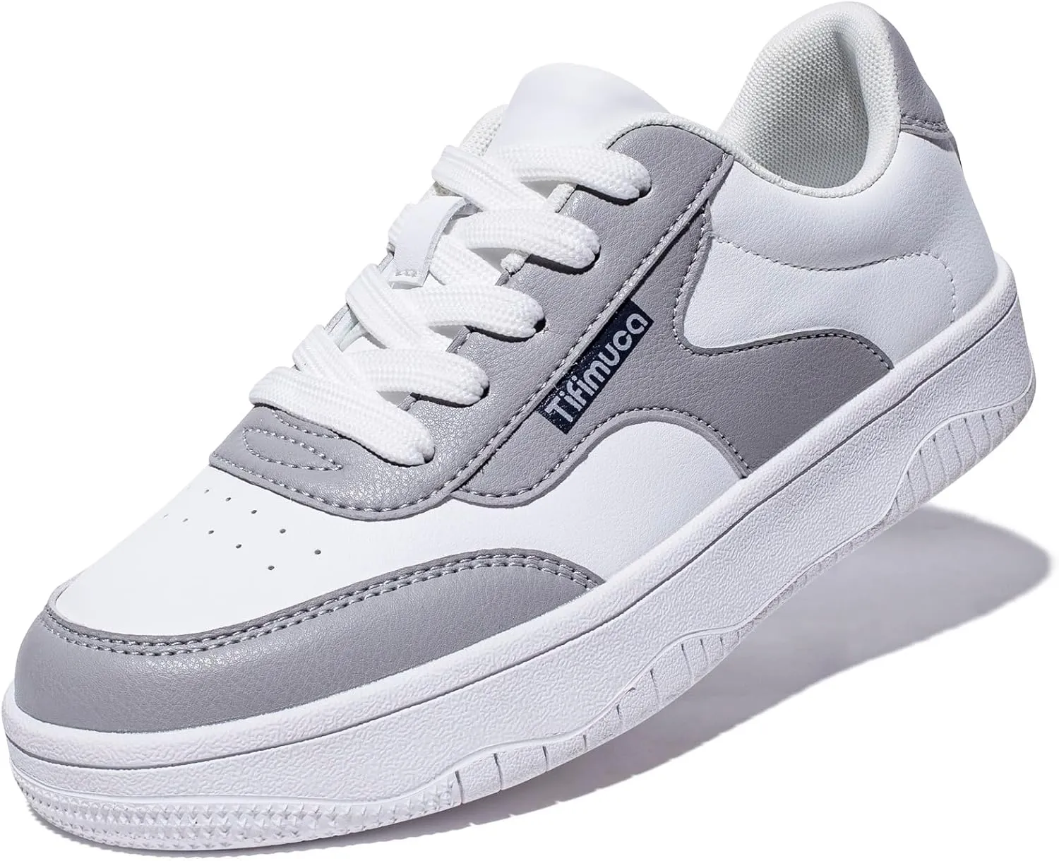 Women's Vegan Leather Low Top Lace Up Non Slip Walking Running Sneakers Skateboard Tennis Shoes Comfortable Casual Athletic Versatile Fashion Sneakers