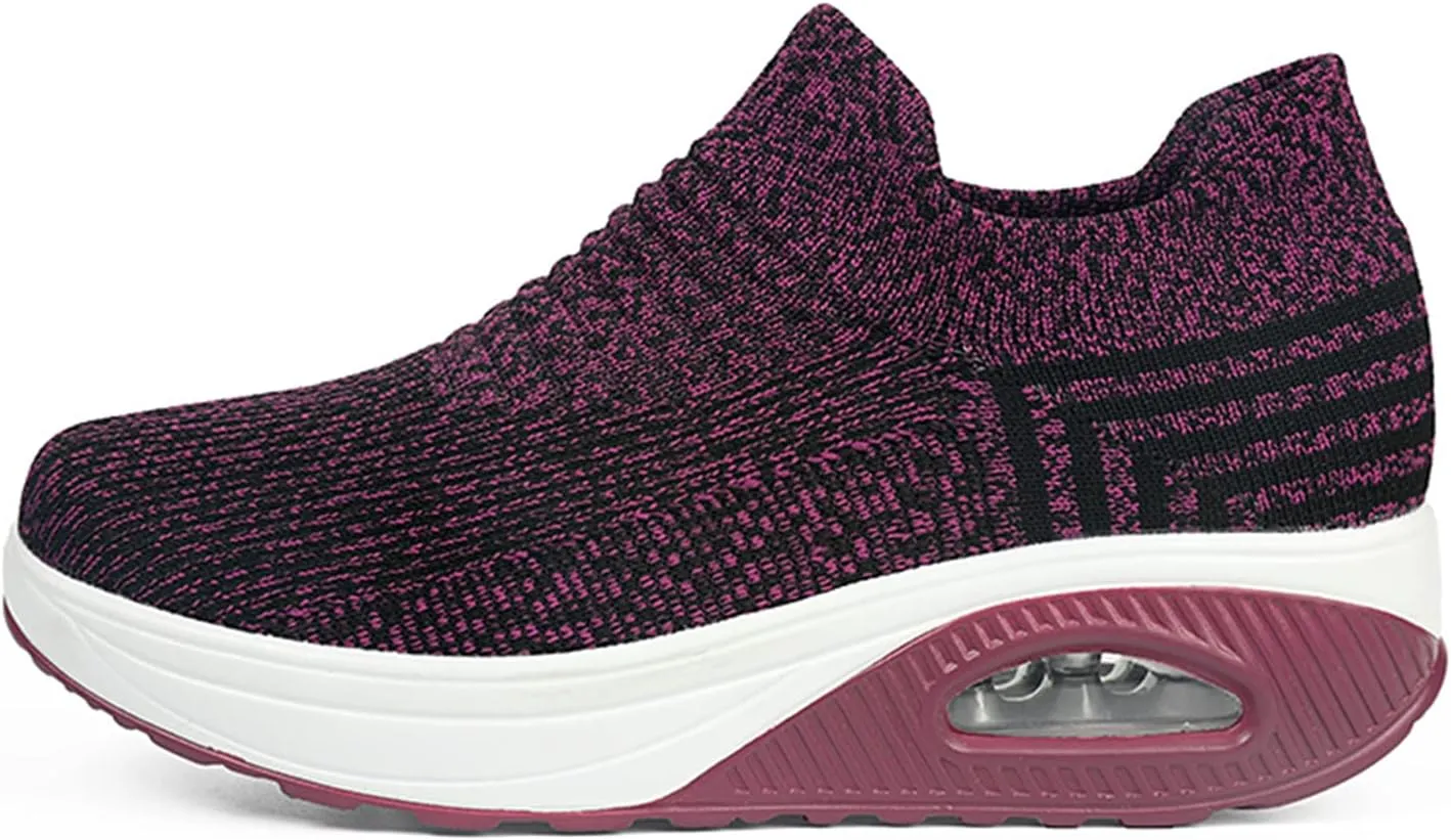 Women's Walking Shoes Socks Sneakers Breathable Mesh Slip-On Casual Shoes Thick Sole Loafers