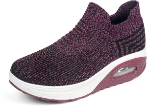 Women's Walking Shoes Socks Sneakers Breathable Mesh Slip-On Casual Shoes Thick Sole Loafers