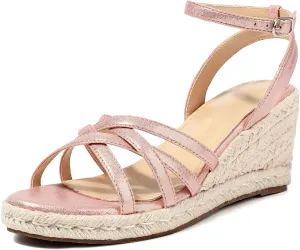 XIEDA Women's Open Toe Platform Strappy Espadrilles Wedges 3 Inch for Vacation Beach Dressy Comfortable Summer Wedge Sandals