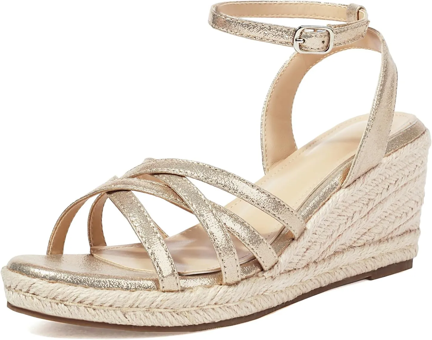XIEDA Women's Open Toe Platform Strappy Espadrilles Wedges 3 Inch for Vacation Beach Dressy Comfortable Summer Wedge Sandals