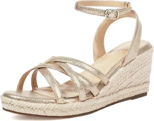 XIEDA Women's Open Toe Platform Strappy Espadrilles Wedges 3 Inch for Vacation Beach Dressy Comfortable Summer Wedge Sandals