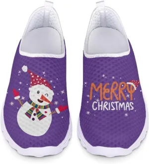 Xpyiqun Christmas Sneakers Slip On Shoes for Women Tennis Shoe Xmas Trainers Footwear