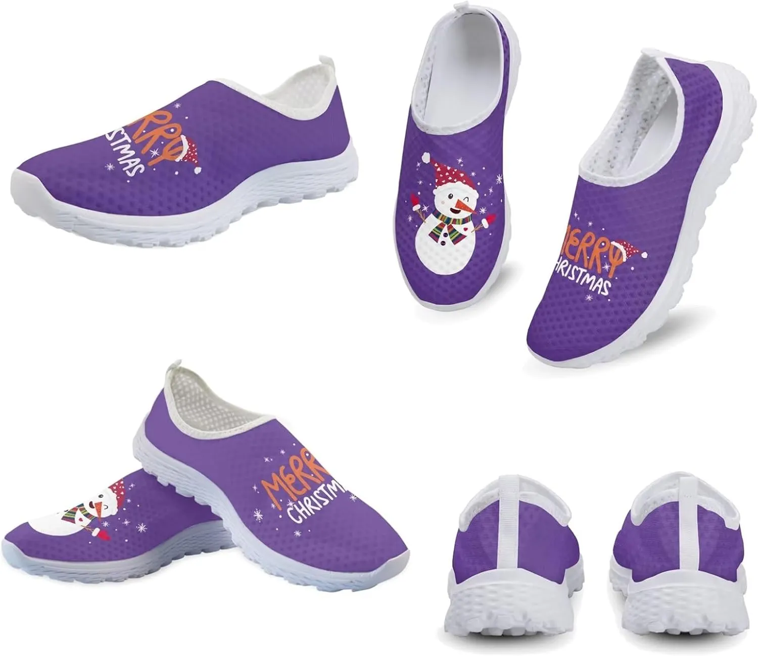 Xpyiqun Christmas Sneakers Slip On Shoes for Women Tennis Shoe Xmas Trainers Footwear