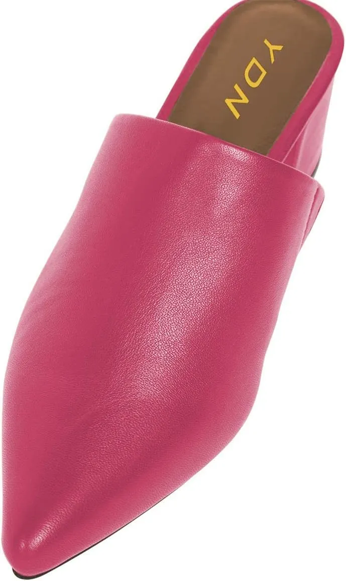 YDN Women Block Low Heel Mules Slip on Loafers Pointed Toe Sandals Slide Shoes Size 4-15 US