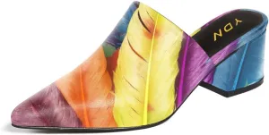YDN Women Block Low Heel Mules Slip on Loafers Pointed Toe Sandals Slide Shoes Size 4-15 US