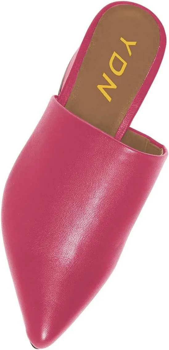 YDN Women Block Low Heel Mules Slip on Loafers Pointed Toe Sandals Slide Shoes Size 4-15 US