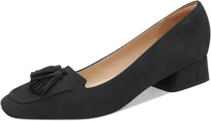 YDN Women Chunky Block Low Heel Loafers Square Toe Tassel Fringed Pump Slip On Dress Party Office Daily Shoe Size 4-15 US