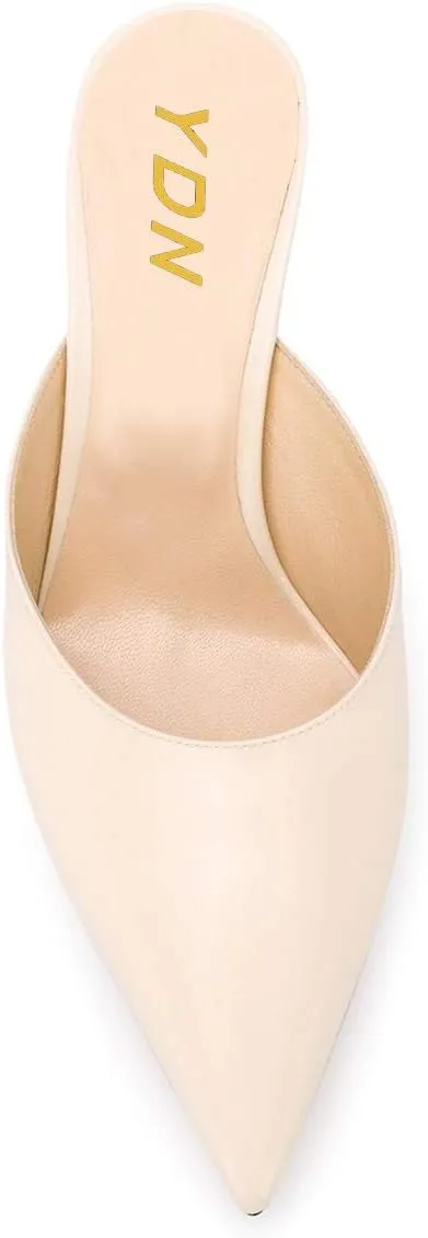 YDN Women Classic Pointed Toe Low Mid Heel Loafers Slip on Mules Slide Sandals Kitten Shoes Size 4-15 US