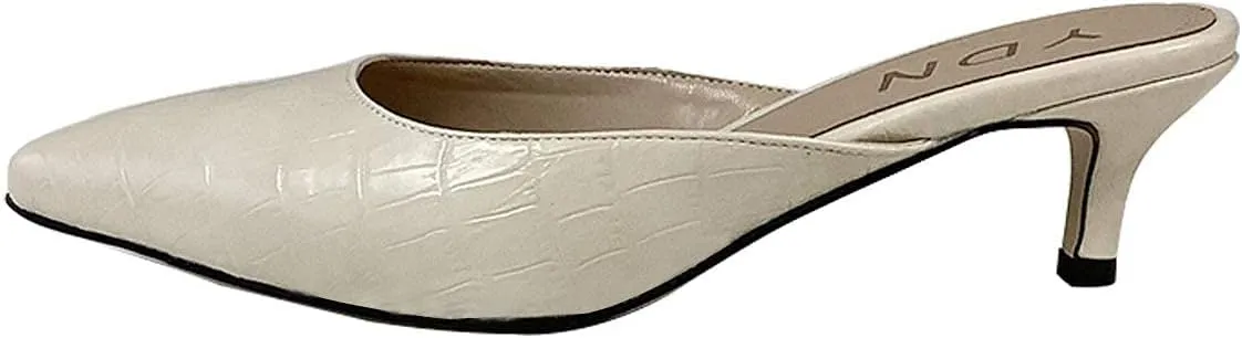 YDN Women Classic Pointed Toe Low Mid Heel Loafers Slip on Mules Slide Sandals Kitten Shoes Size 4-15 US