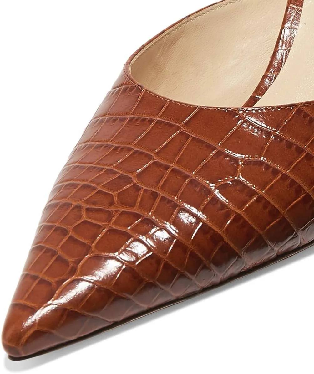 YDN Women Classic Pointed Toe Low Mid Heel Loafers Slip on Mules Slide Sandals Kitten Shoes Size 4-15 US