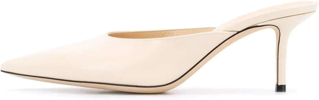 YDN Women Classic Pointed Toe Low Mid Heel Loafers Slip on Mules Slide Sandals Kitten Shoes Size 4-15 US