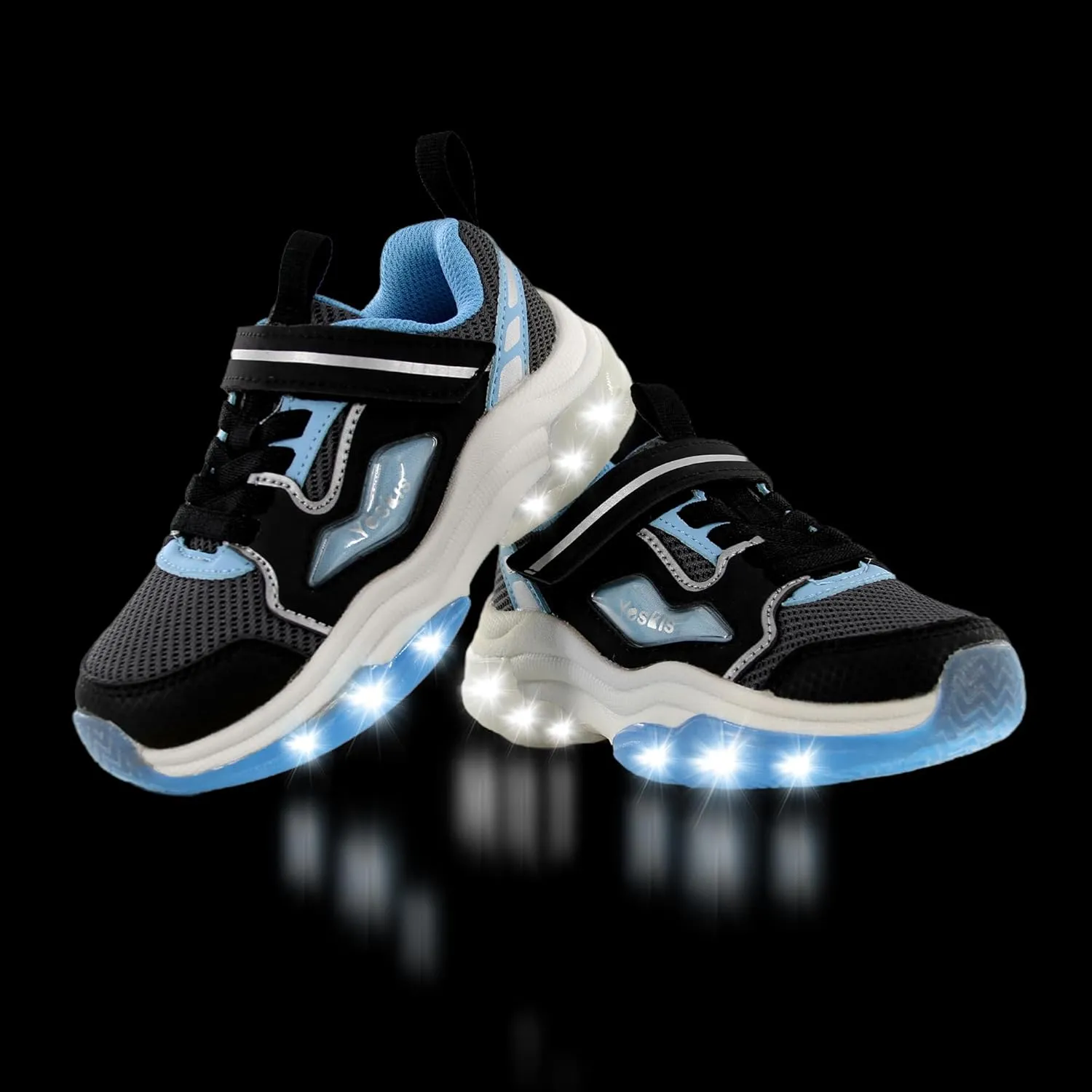 YESKIS Kids Boys Girls Light Up Shoes Lightweight Mesh Breathable Led Flashing FutuVibe Running Sneakers for Little Kid and Big Kid
