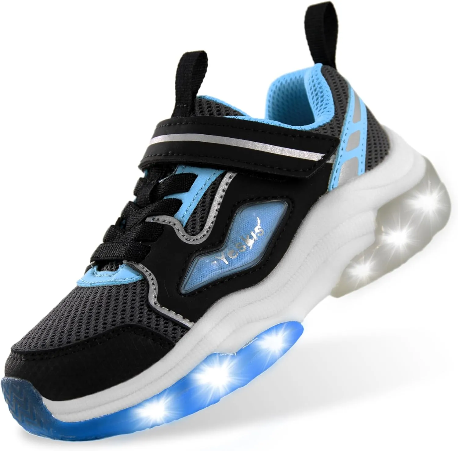 YESKIS Kids Boys Girls Light Up Shoes Lightweight Mesh Breathable Led Flashing FutuVibe Running Sneakers for Little Kid and Big Kid