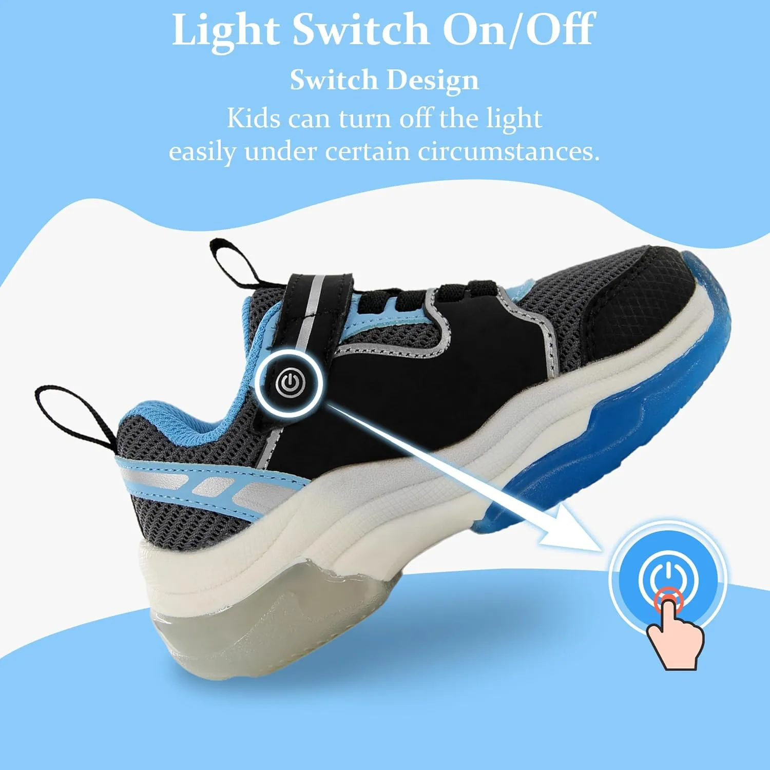 YESKIS Kids Boys Girls Light Up Shoes Lightweight Mesh Breathable Led Flashing FutuVibe Running Sneakers for Little Kid and Big Kid