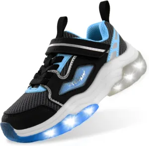YESKIS Kids Boys Girls Light Up Shoes Lightweight Mesh Breathable Led Flashing FutuVibe Running Sneakers for Little Kid and Big Kid