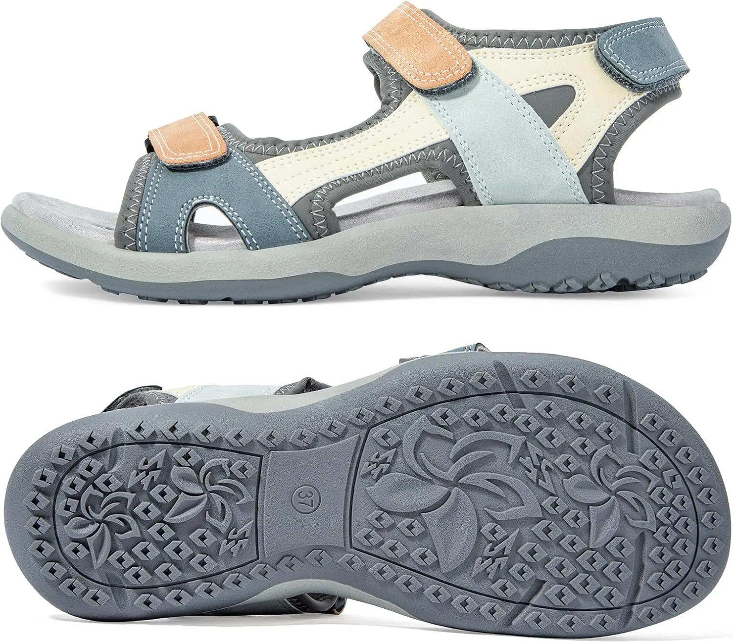 Zelaprox Women Comfortable Walking Sandals with Arch Support Hiking Sandals Casual Summer Athletic Sandals for Outdoor with 3 Adjustable Hook and Loop Strap