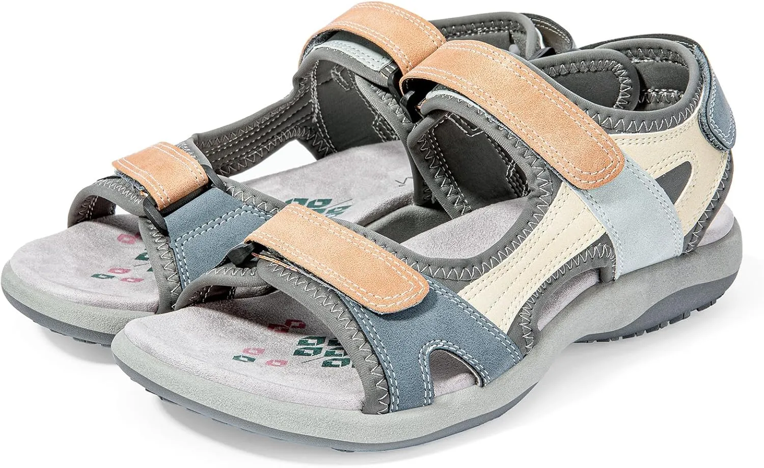Zelaprox Women Comfortable Walking Sandals with Arch Support Hiking Sandals Casual Summer Athletic Sandals for Outdoor with 3 Adjustable Hook and Loop Strap