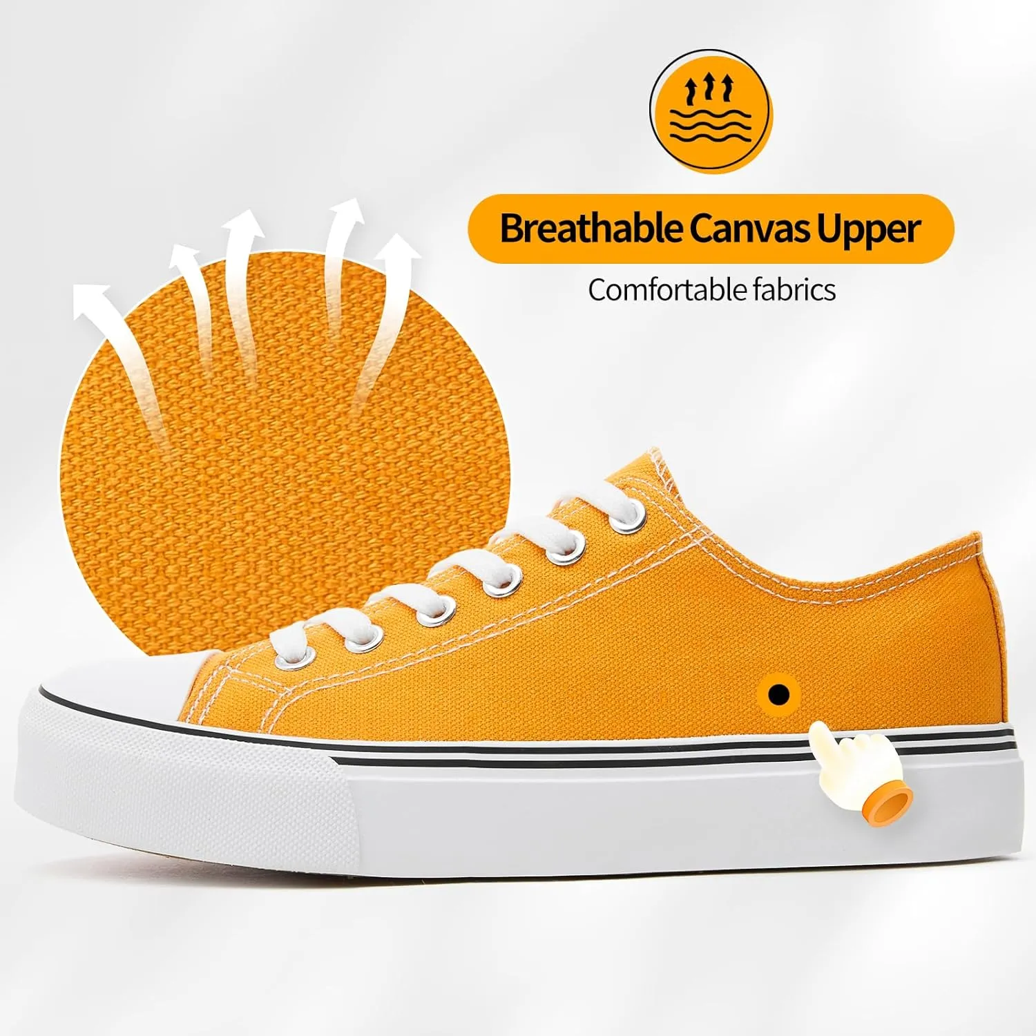 ZGR Womens Low Top Canvas Shoes,Lace up Canvas Sneakers,Casual White Tennis Walking Shoes