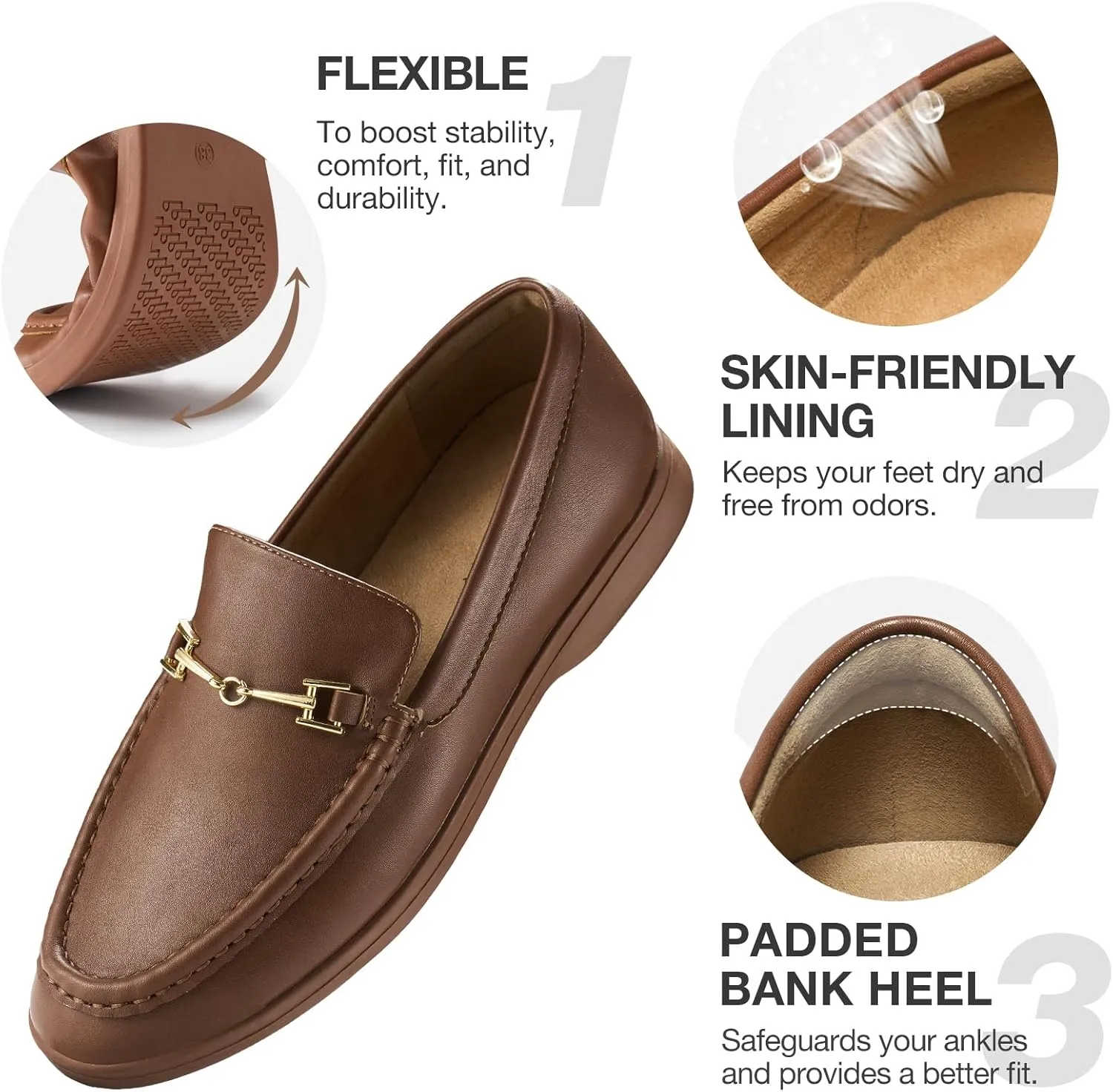 ZURIN Women's Loafers Leather Penny Loafers Comfortable Flats Shoes for Women Casual Dressy Shoes Business Work Driving