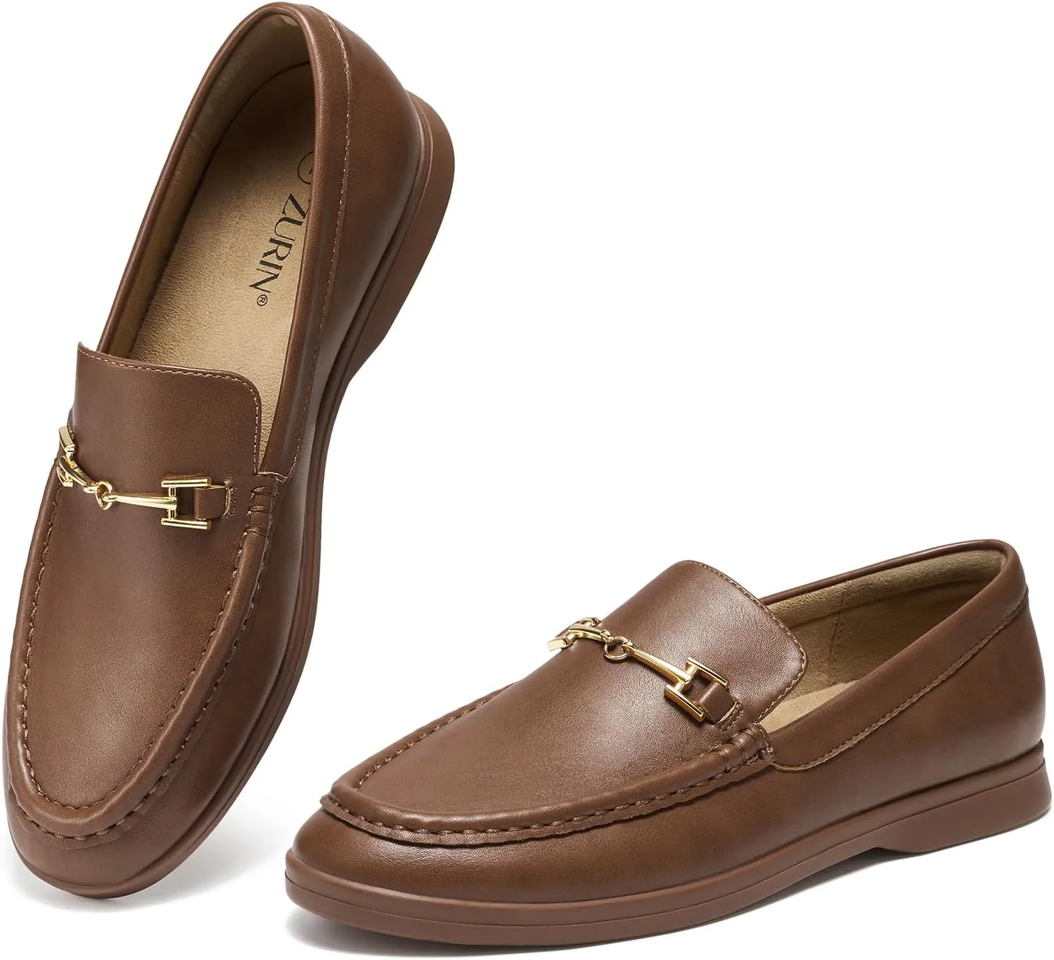 ZURIN Women's Loafers Leather Penny Loafers Comfortable Flats Shoes for Women Casual Dressy Shoes Business Work Driving